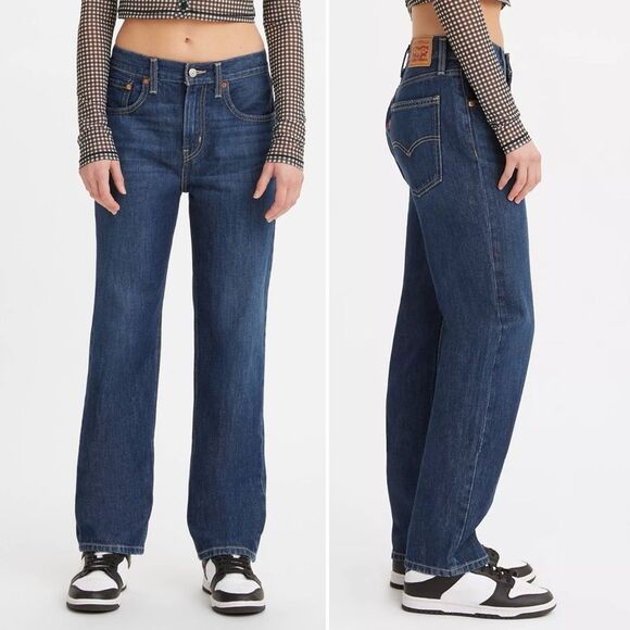 Levi’s Low Pro Straight Leg Jeans Women’s Size 27 Dark Wash 100% Cotton Denim - Picture 4 of 12